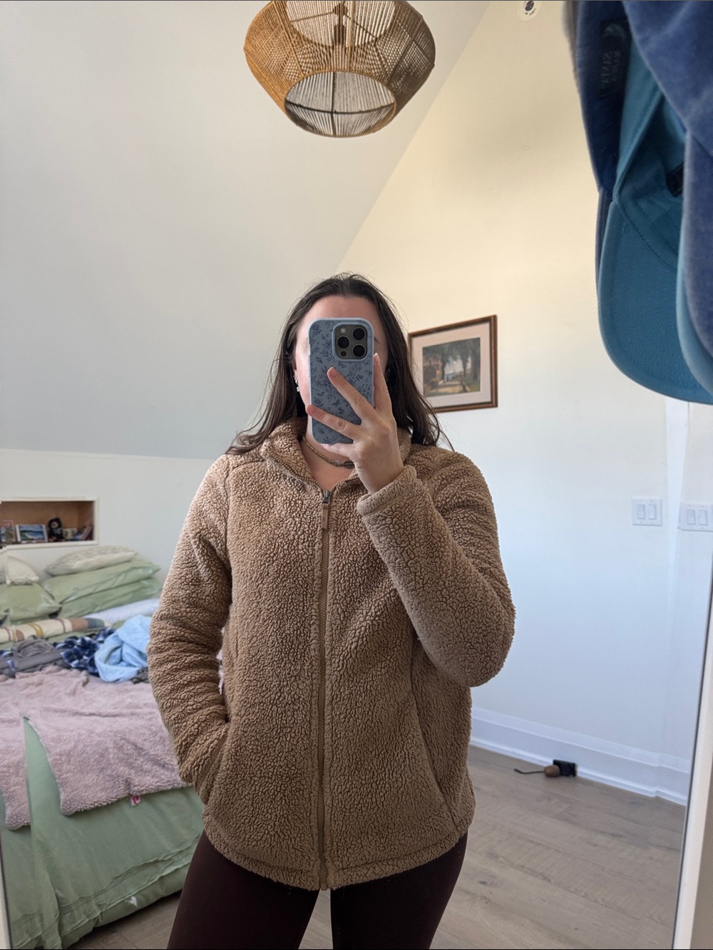 Women's Plush Teddy Jacket in Brown — Lightweight Zip-Up